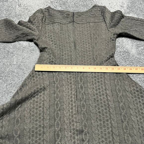 ModCloth Dress Womens Medium Gray Braid My Entire Day 3/4 Sleeve Textured - Picture 4 of 7